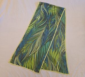 Echo | 100% Silk Green & Blue Leaf Print Scarf